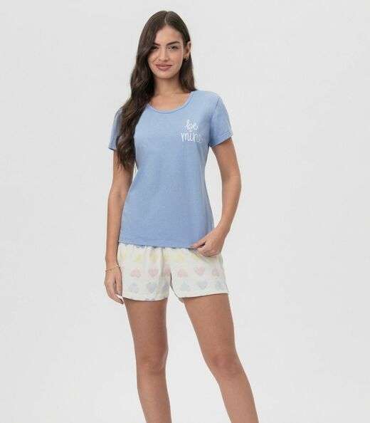 Image_Short Doll Feminino Estampado Mensageira Da Paz Azul