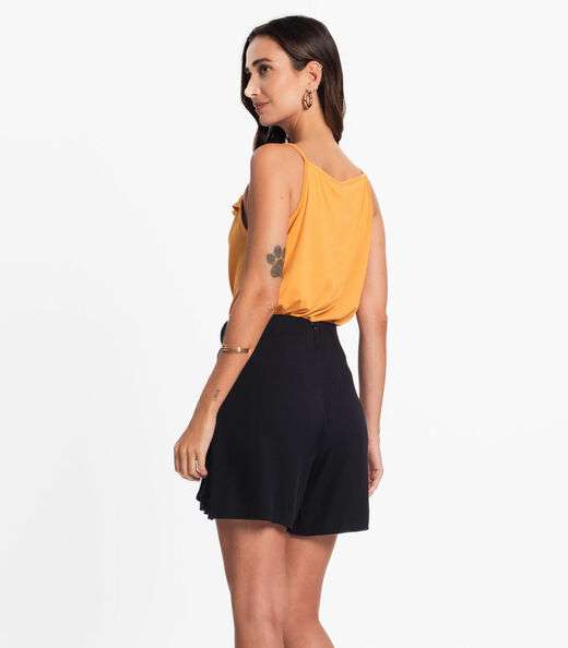 Shorts Feminino Faixa Dupla Viscose Endless Preto