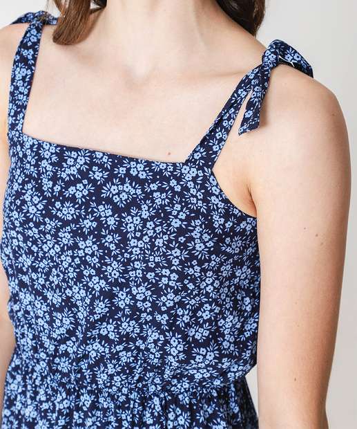 Vestido Juvenil Midi Estampa Flores Marisa Tam 10 a 16 Azul