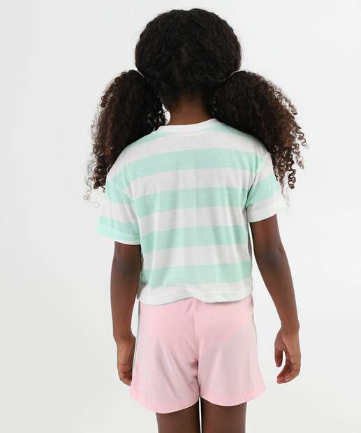 Pijama Infantil Listrado Snoopy Tam 4 a 12 Verde