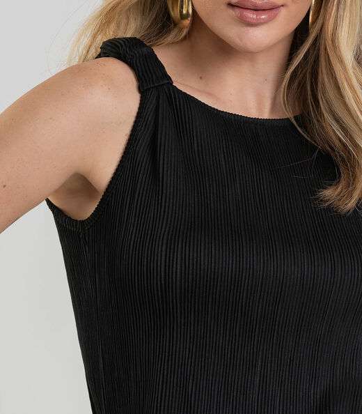 Regata Feminina Texturizada Elegante Dianna Preto