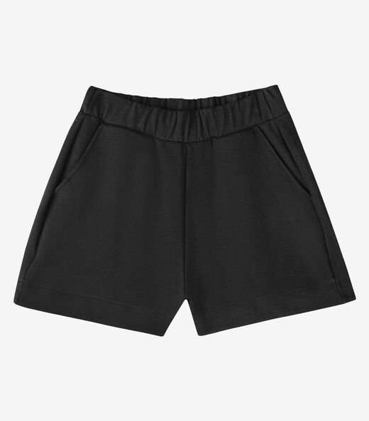 Shorts Feminino Em Ribana Maxi Com Bolso Veev Preto