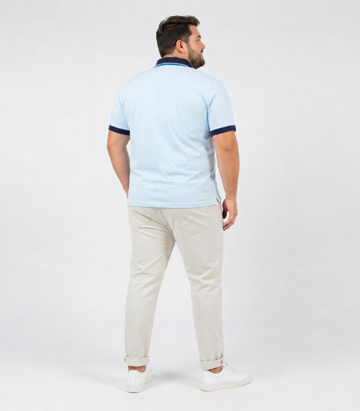 Camisa Polo Masculina Plus Size Manga Curta Select Azul