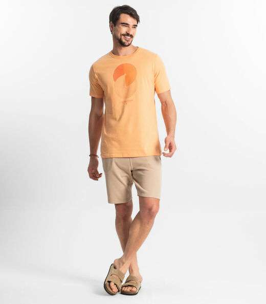 Camiseta Masculina Meia Malha Diametro Laranja