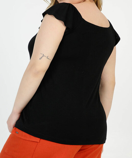 Blusa Regata Plus Size Feminina Franzido Babado