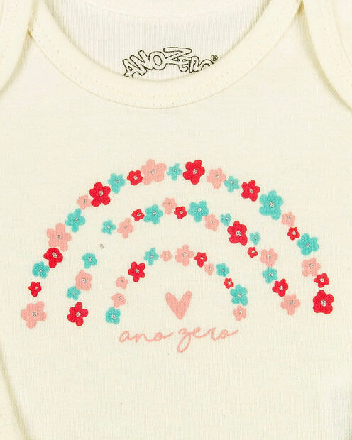 Kit Body e Calça Culote Bebê Menina Suedine Piquet e Cotton Listrado Flores - Ro