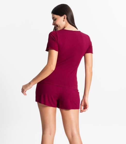 Pijama Feminino Canelado Select Vermelho