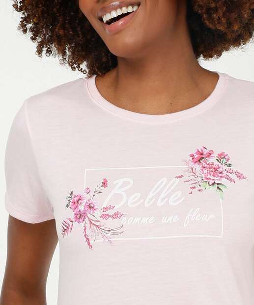 Pijama Feminino Estampa Frase Manga Curta Marisa  