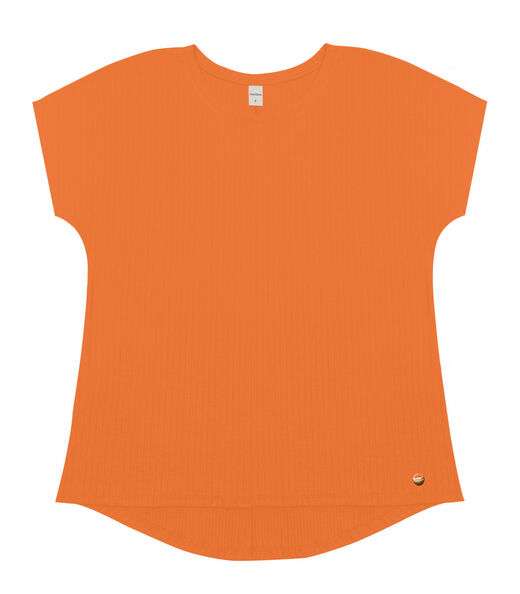 Blusa Feminina Ribana Canelada Básica Rovitex Laranja