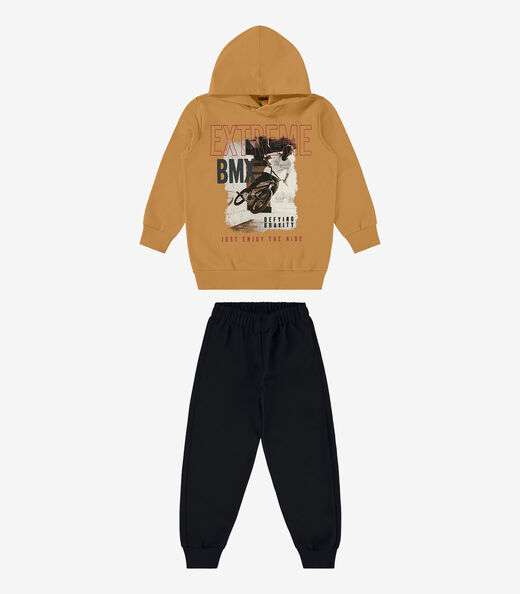 Image_Conjunto Infantil Blusão Com Calça Rovi Kids Marrom