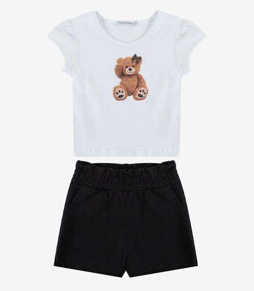Conjunto Blusa Com Shorts Infantil Trick Nick Branco