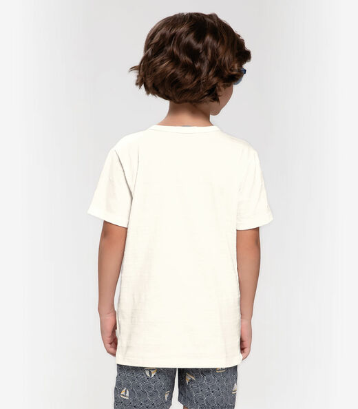 Camiseta Infantil Masculina  Meia Malha Trick Nick Bege