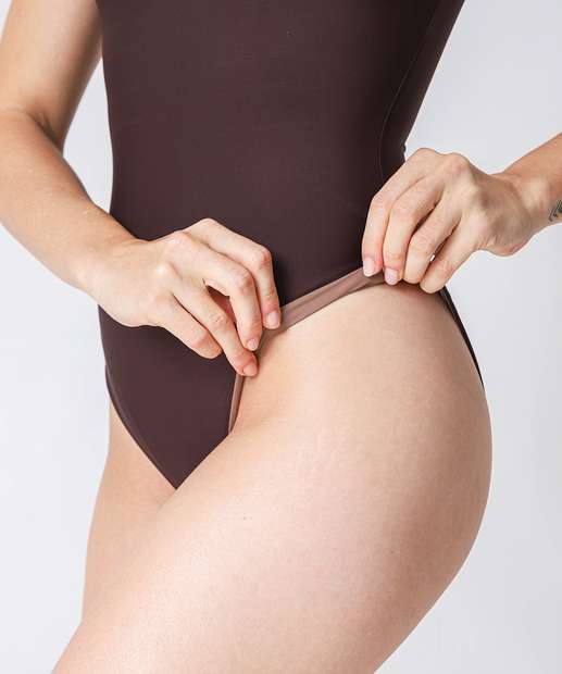 Body Dupla Face sem Bojo Delrio Marrom