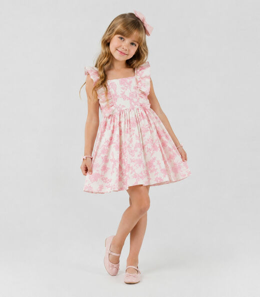 Vestido Infantil Estampado Trick Nick Rosa