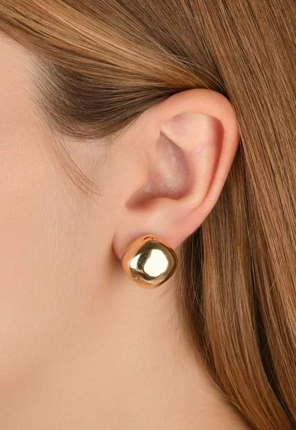 Brinco Semijoia Liso Banho Em Ouro 18k