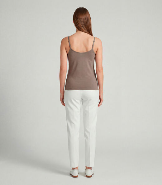 Blusa Regata Em Poliamida Com Bojo Sea Surf Marrom