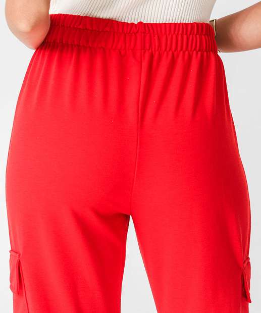 Calça Moletinho Feminina Cargo Marisa Vermelho