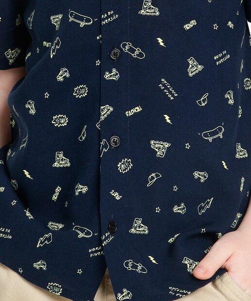 Camisa Infantil Manga Curta Estampada MR Tam 4 a 10