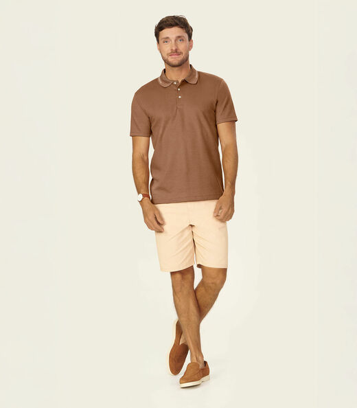 Polo Masculina Malhão Maquinetado Diametro Marrom