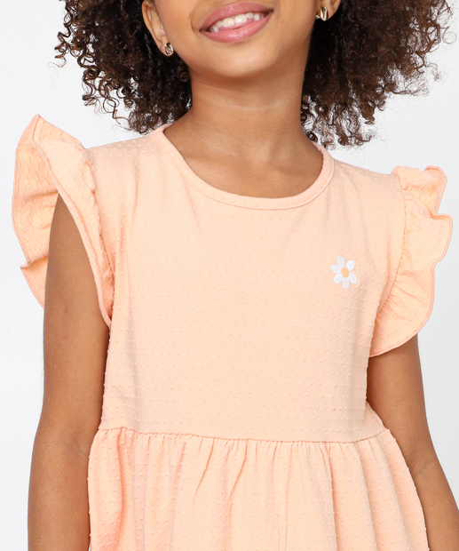Vestido Infantil Textura Babado Marisa Tam 4 a 10 Laranja
