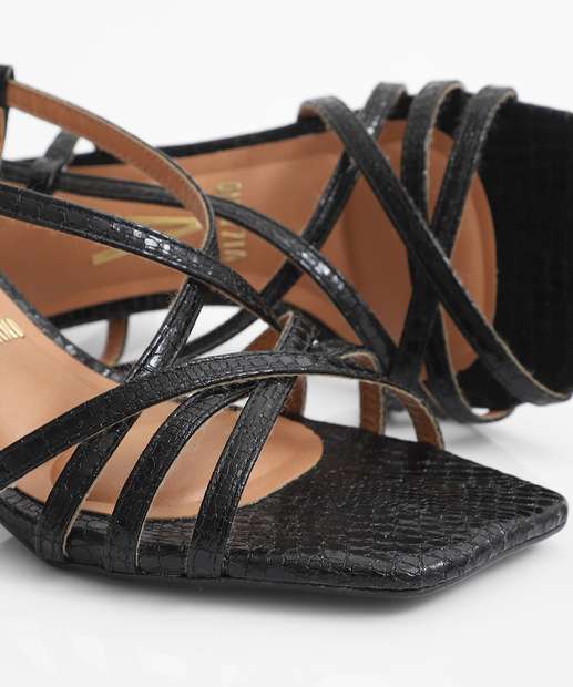 Sandália Feminina Tiras Textura Salto Fino Vizzano