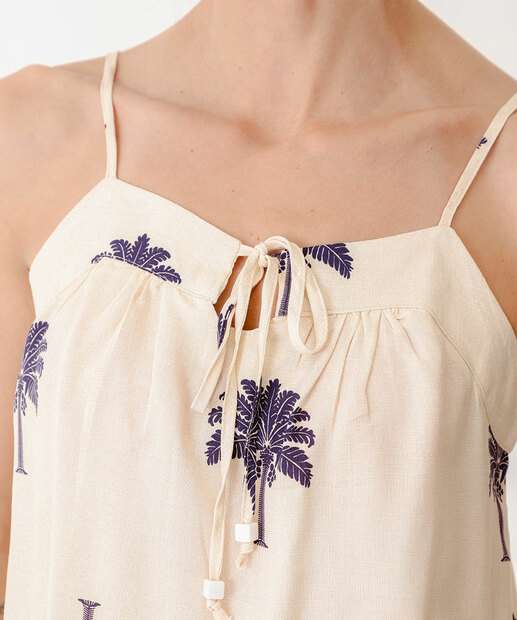 Blusa Feminina Estampa Coqueiros Alças FInas Marisa