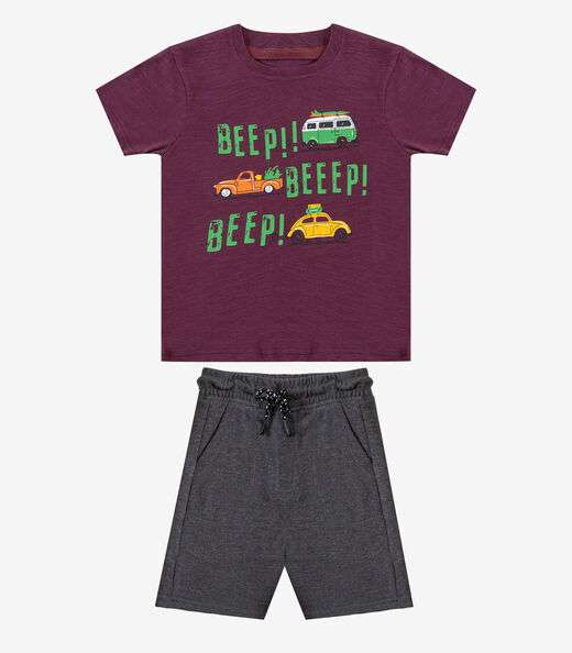 Conjunto Infantil Camiseta com Bermuda Select Roxo