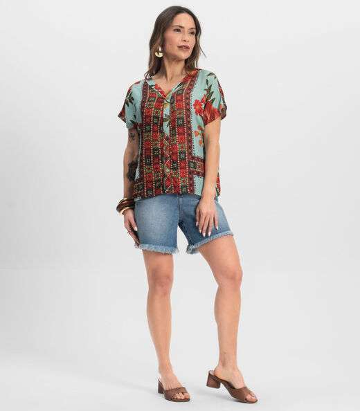 Blusa Feminina Estampada Infinita Cor Azul