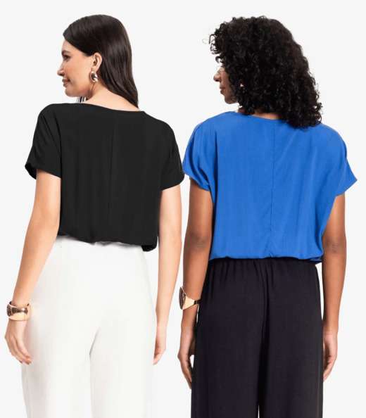 Kit 2 Blusas Femininas Manga Curta Infinita Cor Sortidas