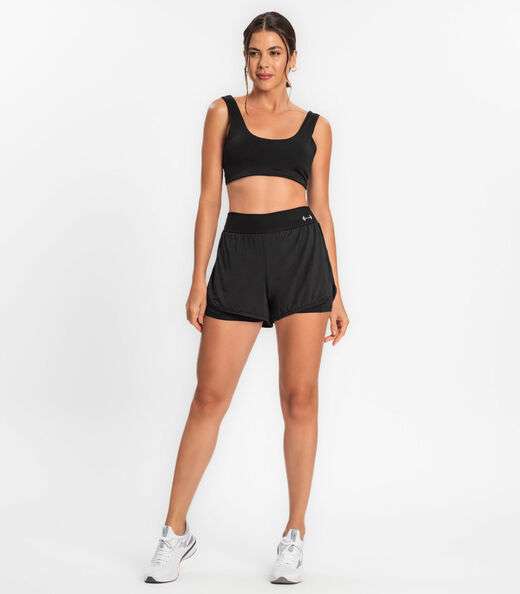 Top Feminino Duplo Academia FTK Preto
