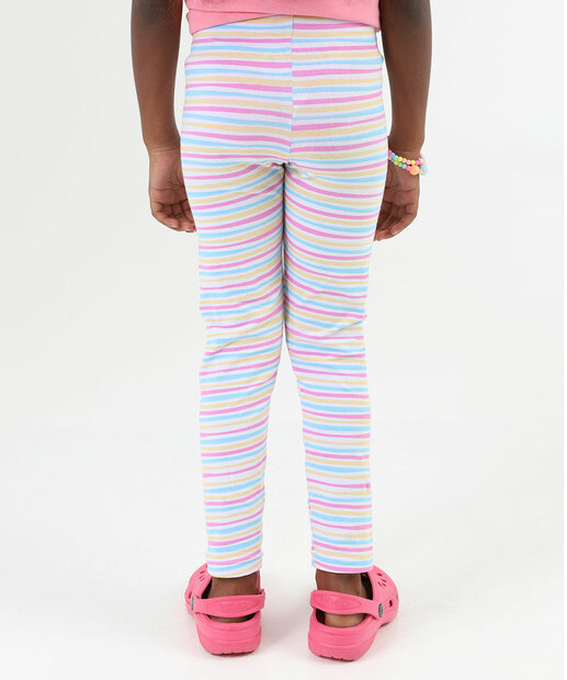 Calça Infantil Legging Listrada Marisa Tam 4 a 10 Off White