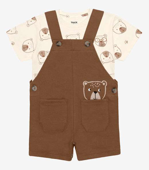 Image_Conjunto Infantil Blusa Com Jardineira Trick Nick Marrom
