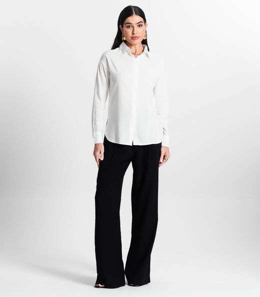 Camisa Feminina Oversized Listras Select Off White