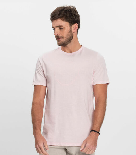 Camiseta Masculina Manga Curta Meia Malha Diametro Rosa