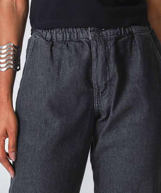 Calça Jeans Feminina Clochard Bolsos Preto