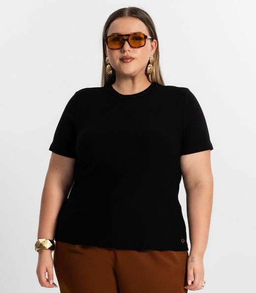 Blusa Feminina Plus Size Secret Glam Preto