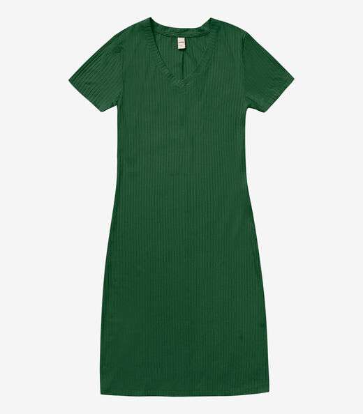 Vestido Feminino Em Ribana Canelada Rovitex Verde