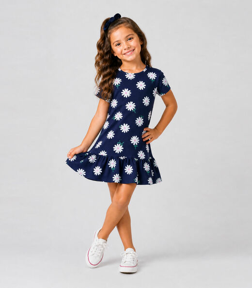 Vestido Infantil Feminino Estampado Select Azul