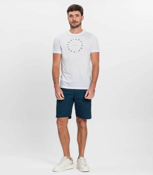 Camiseta Masculina Manga Curta Meia Malha Diametro Branco