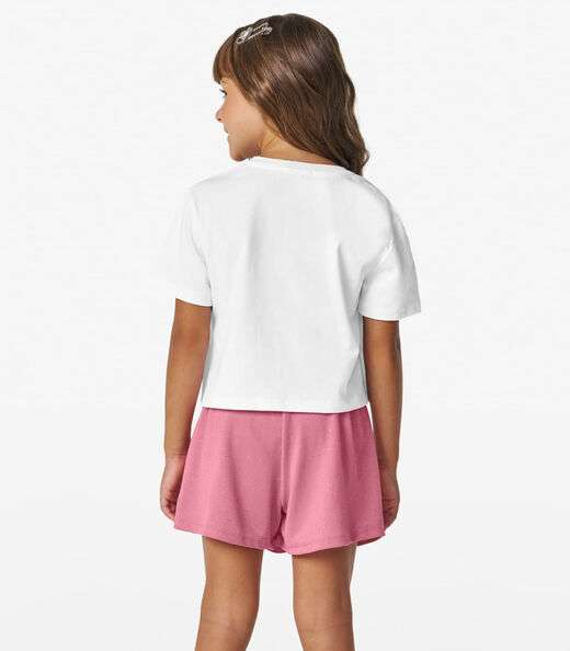 Conjunto Feminino Blusa com Shorts Saia Trick Nick Branco