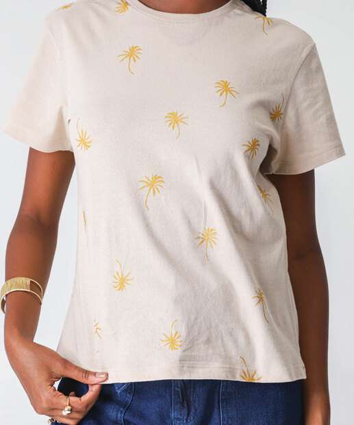 Blusa Feminina Estampa Coqueiro Marisa Bege