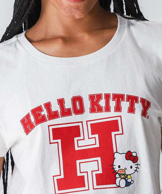 Blusa Feminina Hello Kitty Sanrio Preto Off White