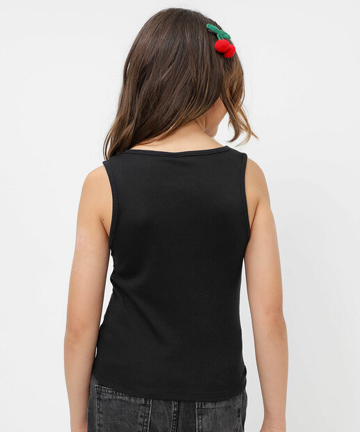 Blusa Juvenil Regata Strass Estrelas Marisa Tam 10 a 16 Preto