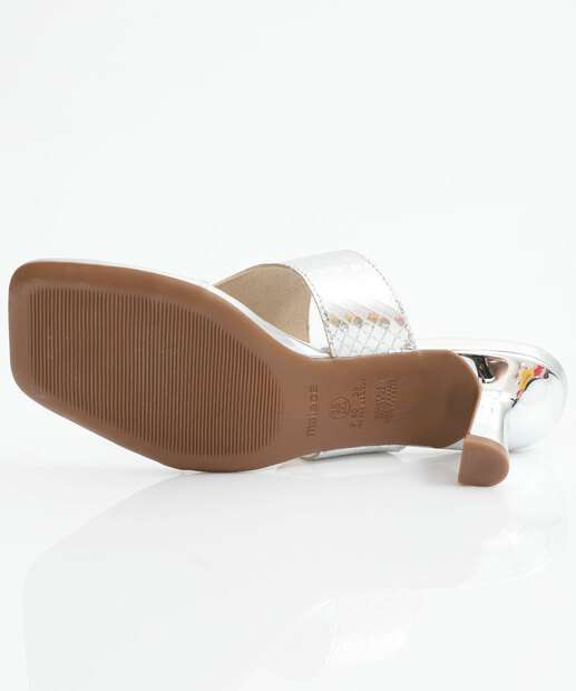 Tamanco Salto Fino Feminino Metalizado Moleca Prateado