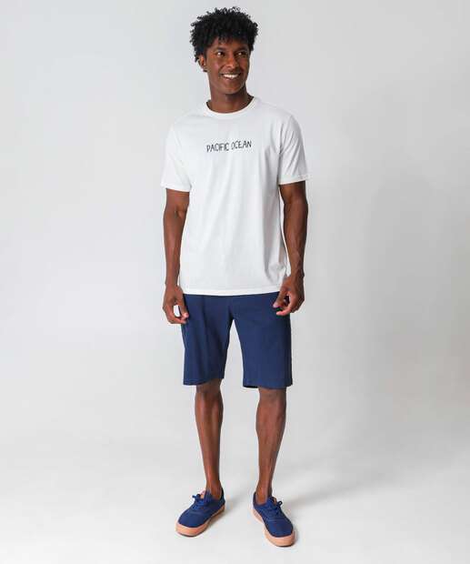 Camiseta Masculina Estampada Manga Curta Marisa Off White