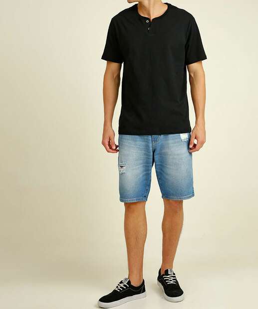 Camiseta Masculina Botões Manga Curta MR