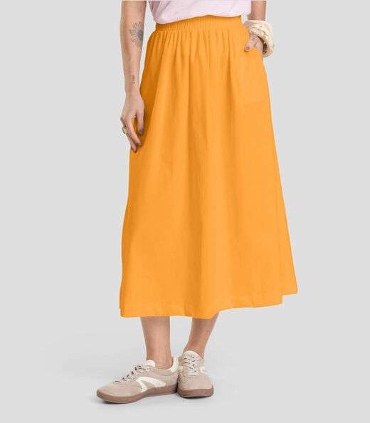 Saia Midi Feminina em Sarja Dianna Amarelo