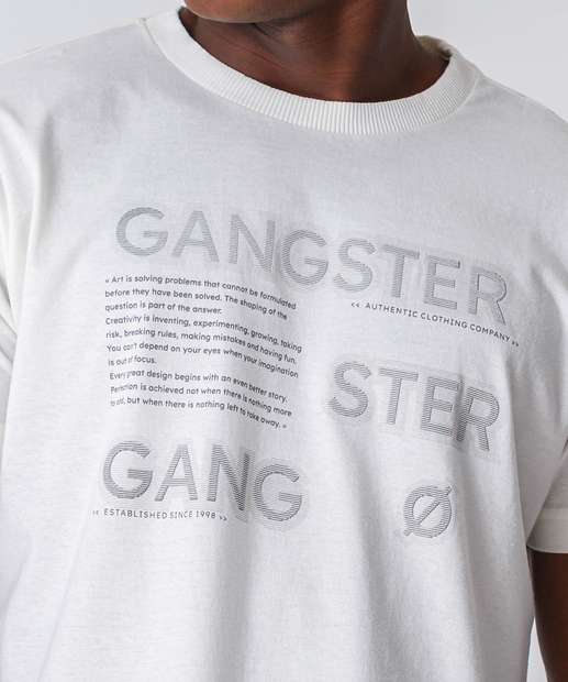 Camiseta Masculina Estampa Frontal Gangster Off White