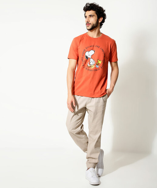 Camiseta Masculina Estampada Manga Curta Snoopy