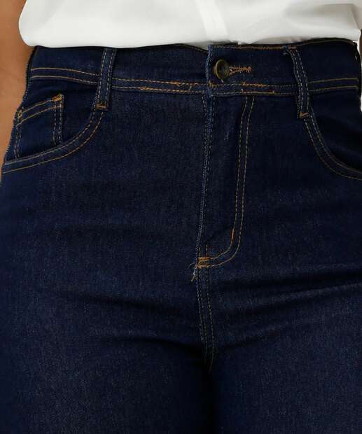 Calça Jeans Skinny Feminina Cintura Alta Bolsos